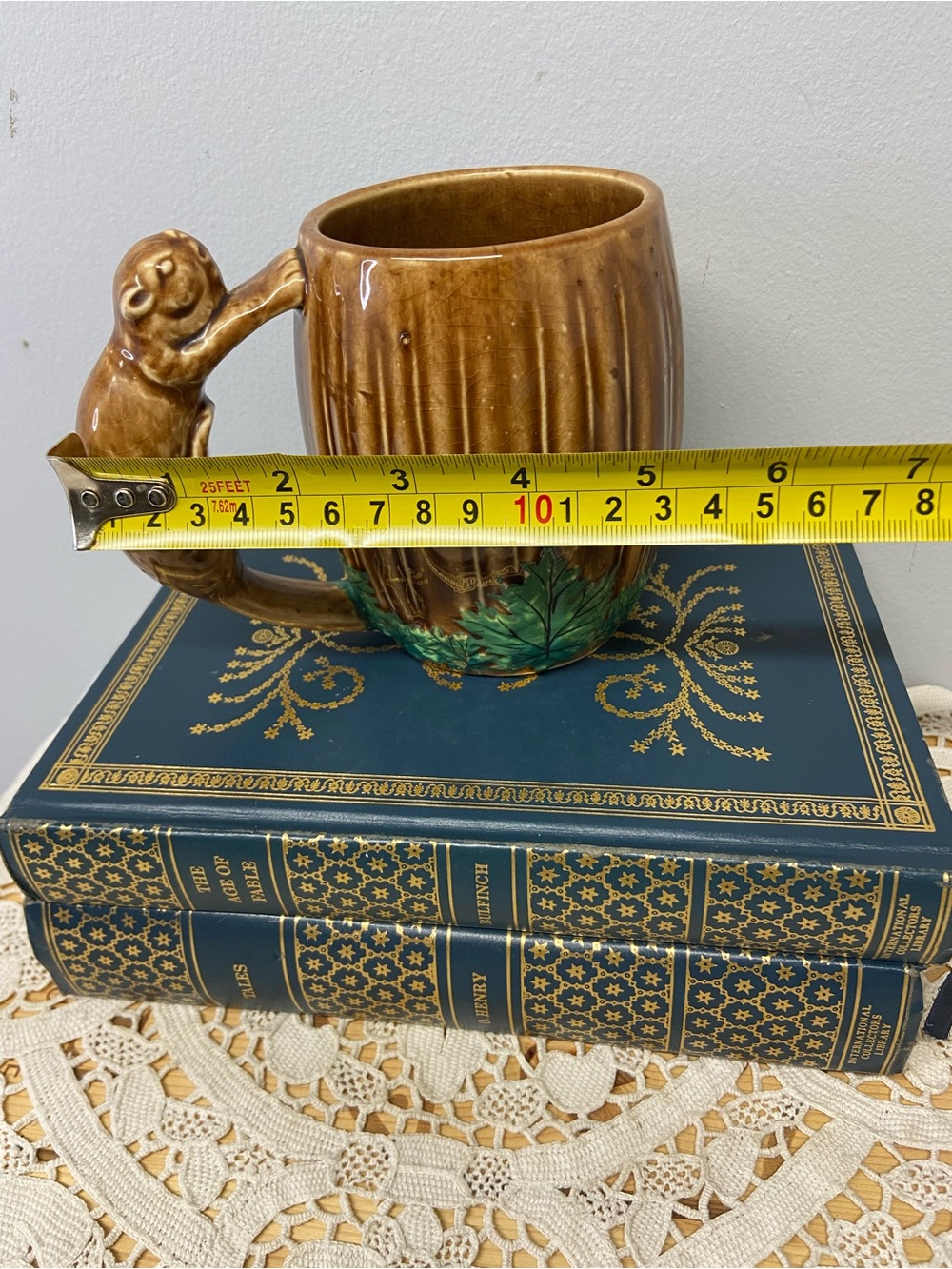 Vintage Ceramic Beaver Handle Mug Hand Painted Leaves 1950's Shafford Japan - Picture 8 of 8